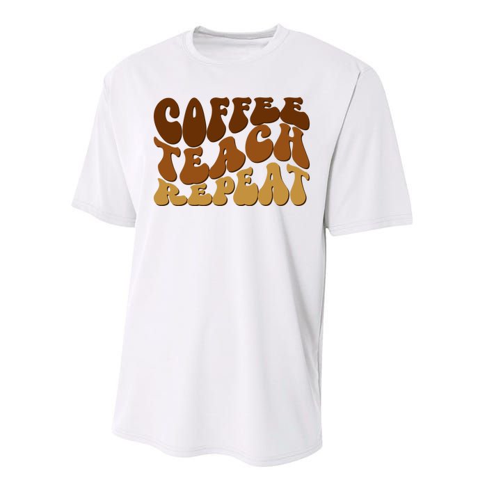 Coffee Teach Repeat Retro Gift For Teacher Performance Sprint T-Shirt