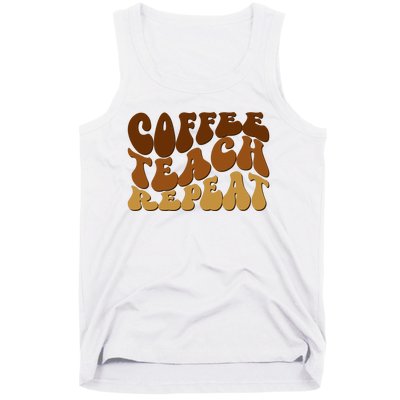 Coffee Teach Repeat Retro Gift For Teacher Tank Top