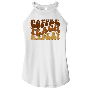 Coffee Teach Repeat Retro Gift For Teacher Women's Perfect Tri Rocker Tank