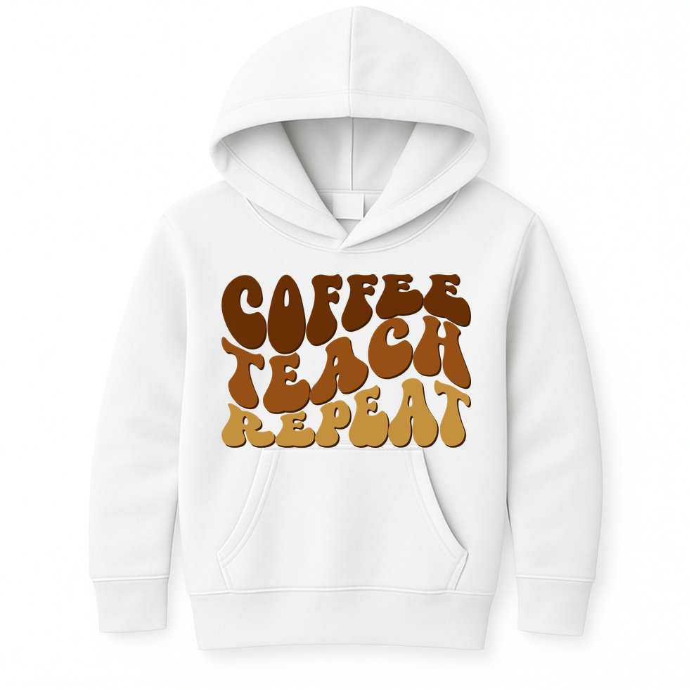 Coffee Teach Repeat Retro Gift For Teacher Kids Hoodie