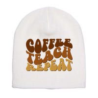 Coffee Teach Repeat Retro Gift For Teacher Short Acrylic Beanie