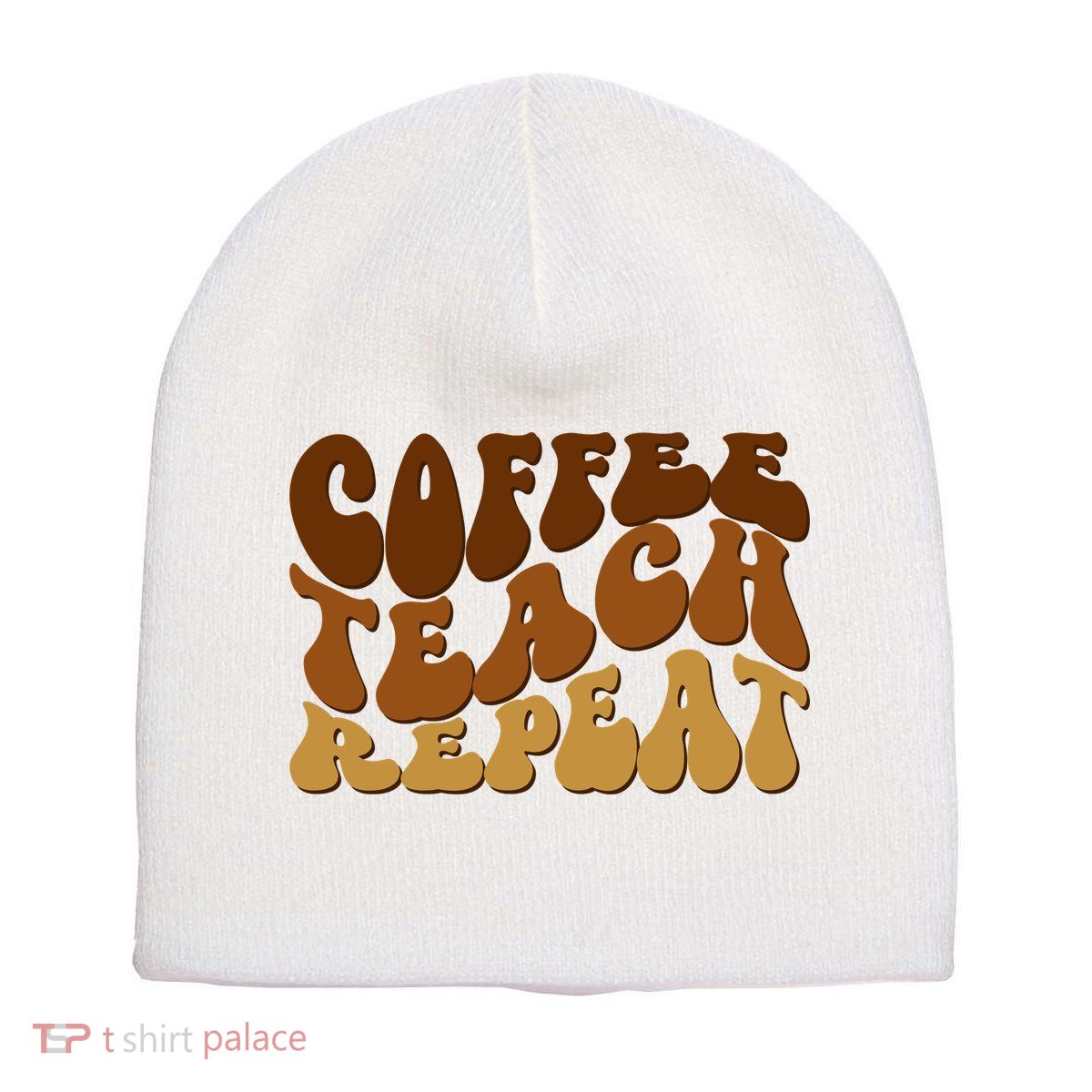 Coffee Teach Repeat Retro Gift For Teacher Short Acrylic Beanie