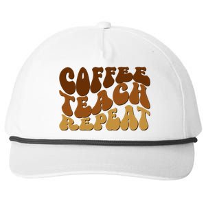 Coffee Teach Repeat Retro Gift For Teacher Snapback Five-Panel Rope Hat