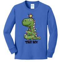 Christmas Tree Rex Ugly Christmas Trex Cozy Festive Lights Gift Kids Long Sleeve Shirt