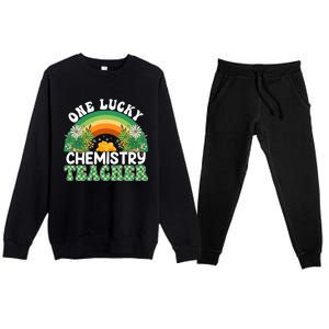 Chemistry Teacher Rainbow St Patricks Day One Lucky Teacher Gift Premium Crewneck Sweatsuit Set