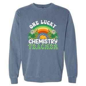 Chemistry Teacher Rainbow St Patricks Day One Lucky Teacher Gift Garment-Dyed Sweatshirt