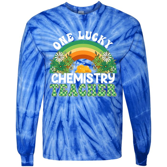 Chemistry Teacher Rainbow St Patricks Day One Lucky Teacher Gift Tie-Dye Long Sleeve Shirt