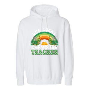 Chemistry Teacher Rainbow St Patricks Day One Lucky Teacher Gift Garment-Dyed Fleece Hoodie