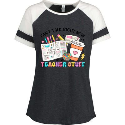 Cant Talk Right Now Doing Teacher Stuff Enza Ladies Jersey Colorblock Tee