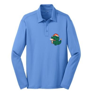 Christmas Tree Rex Silk Touch Performance Long Sleeve Polo