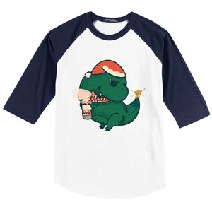 Christmas Tree Rex Baseball Sleeve Shirt