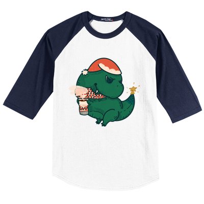 Christmas Tree Rex Baseball Sleeve Shirt