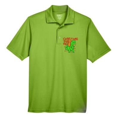 Christmas Tree Rex TRex Gingerbread Man Funny Men's Origin Performance Pique Polo