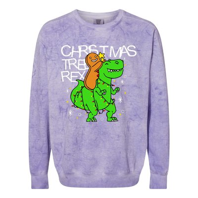 Christmas Tree Rex TRex Gingerbread Man Funny Colorblast Crewneck Sweatshirt