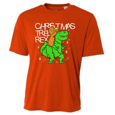 Christmas Tree Rex TRex Gingerbread Man Funny Cooling Performance Crew T-Shirt