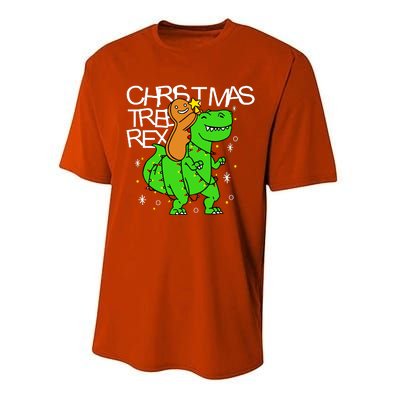 Christmas Tree Rex TRex Gingerbread Man Funny Performance Sprint T-Shirt