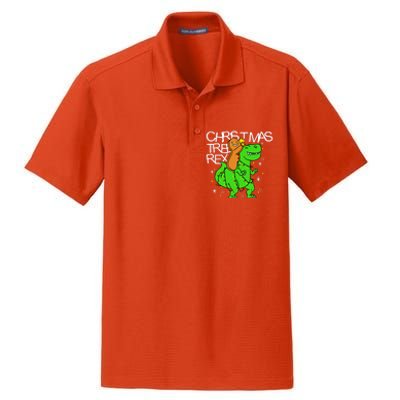 Christmas Tree Rex TRex Gingerbread Man Funny Dry Zone Grid Polo