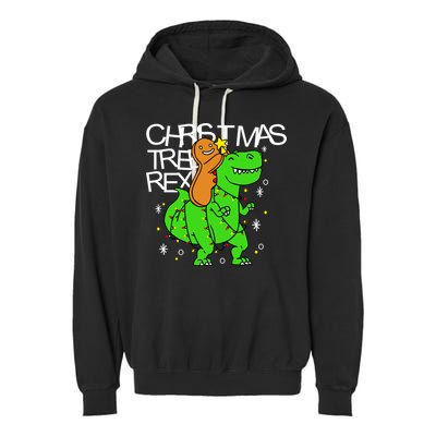 Christmas Tree Rex TRex Gingerbread Man Funny Garment-Dyed Fleece Hoodie