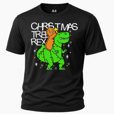 Christmas Tree Rex TRex Gingerbread Man Funny Performance Shirt