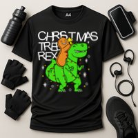 Christmas Tree Rex TRex Gingerbread Man Funny Performance Shirt