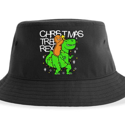 Christmas Tree Rex TRex Gingerbread Man Funny Sustainable Bucket Hat