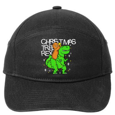 Christmas Tree Rex TRex Gingerbread Man Funny 7-Panel Snapback Hat