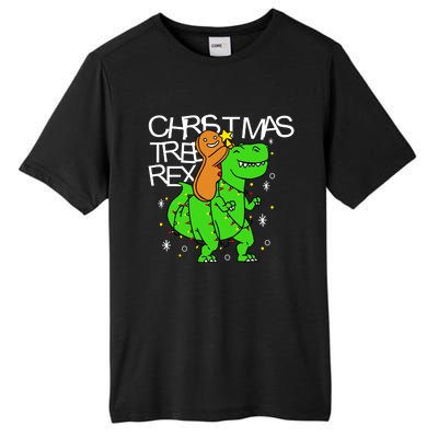 Christmas Tree Rex TRex Gingerbread Man Funny Tall Fusion ChromaSoft Performance T-Shirt