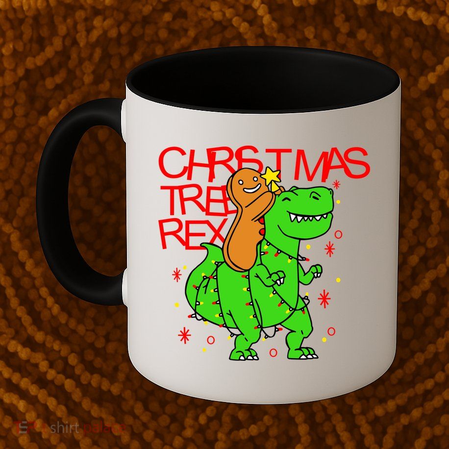 Christmas Tree Rex TRex Gingerbread Man Funny Mug