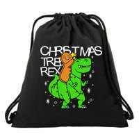 Christmas Tree Rex TRex Gingerbread Man Funny Drawstring Bag