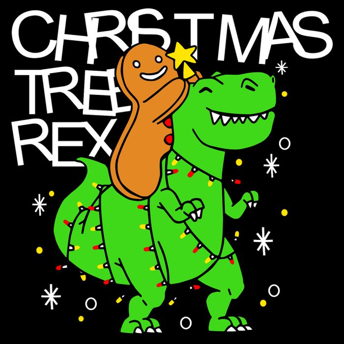 Christmas Tree Rex TRex Gingerbread Man Funny Drawstring Bag