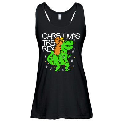 Christmas Tree Rex TRex Gingerbread Man Funny Ladies Essential Flowy Tank