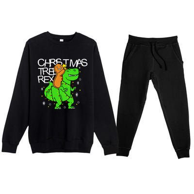 Christmas Tree Rex TRex Gingerbread Man Funny Premium Crewneck Sweatsuit Set