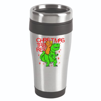 Christmas Tree Rex TRex Gingerbread Man Funny 16oz Travel Tumbler