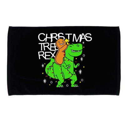 Christmas Tree Rex TRex Gingerbread Man Funny Microfiber Hand Towel