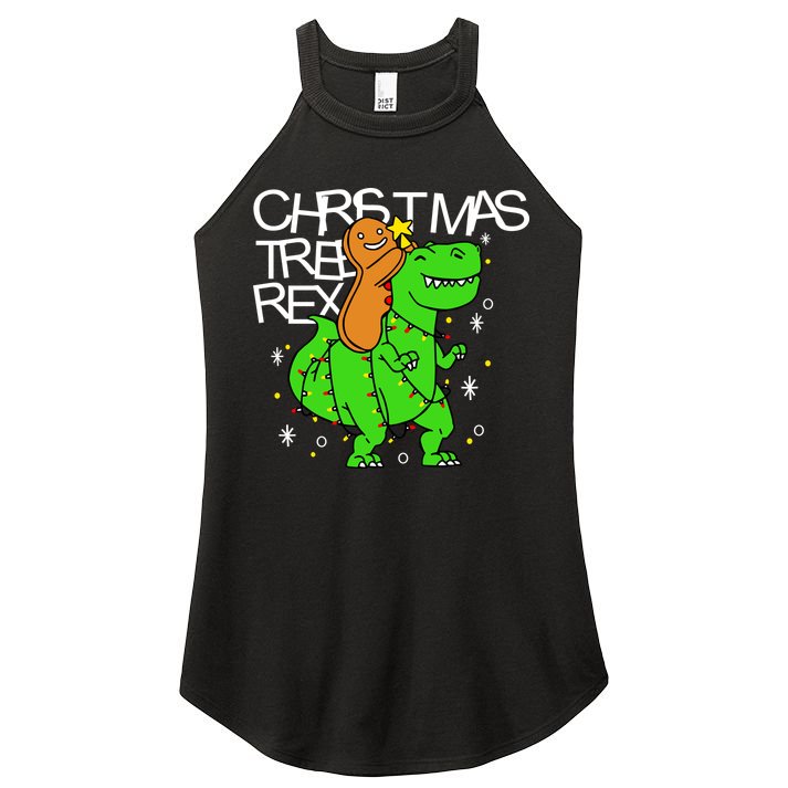 Christmas Tree Rex TRex Gingerbread Man Funny Women's Perfect Tri Rocker Tank