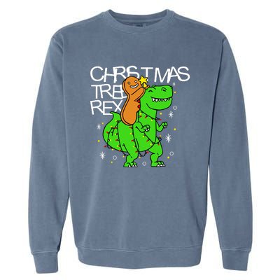 Christmas Tree Rex TRex Gingerbread Man Funny Garment-Dyed Sweatshirt