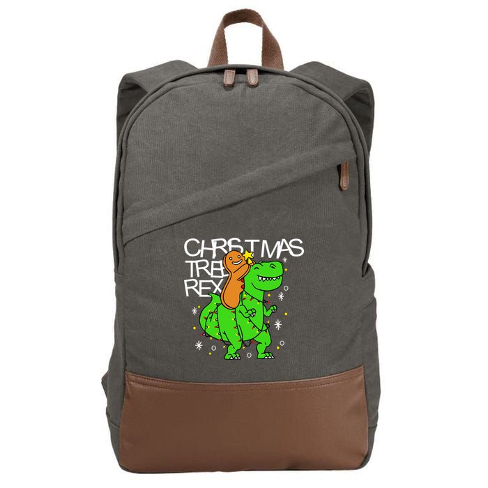 Christmas Tree Rex TRex Gingerbread Man Funny Cotton Canvas Backpack