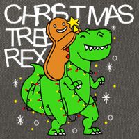 Christmas Tree Rex TRex Gingerbread Man Funny Cotton Canvas Backpack