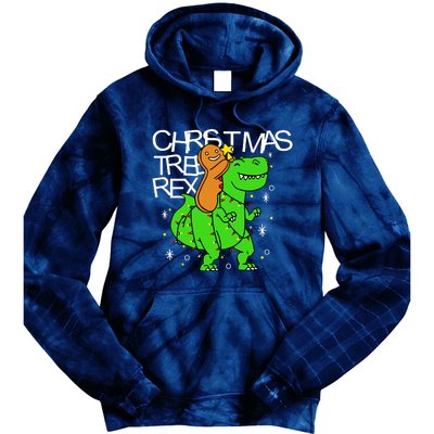 Christmas Tree Rex TRex Gingerbread Man Funny Tie Dye Hoodie