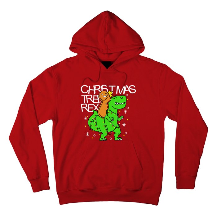 Christmas Tree Rex TRex Gingerbread Man Funny Hoodie