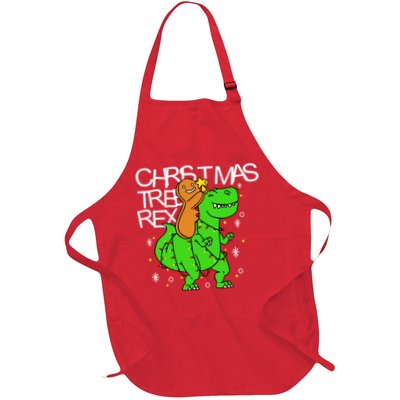 Christmas Tree Rex TRex Gingerbread Man Funny Full-Length Apron With Pockets