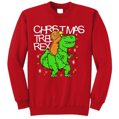Christmas Tree Rex TRex Gingerbread Man Funny Sweatshirt