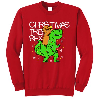 Christmas Tree Rex TRex Gingerbread Man Funny Sweatshirt