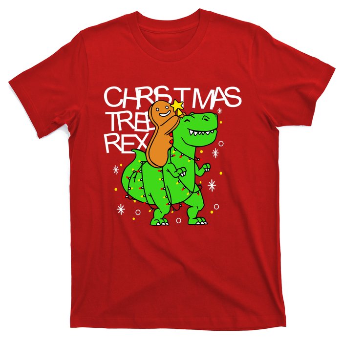 Christmas Tree Rex TRex Gingerbread Man Funny T-Shirt