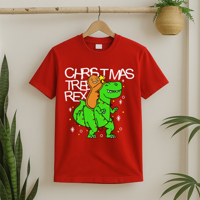 Christmas Tree Rex TRex Gingerbread Man Funny T-Shirt