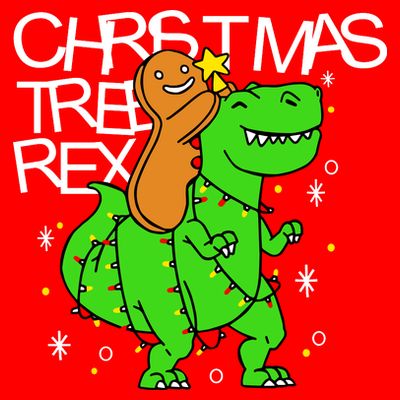 Christmas Tree Rex TRex Gingerbread Man Funny T-Shirt