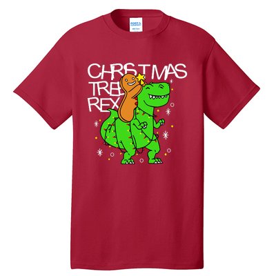 Christmas Tree Rex TRex Gingerbread Man Funny Tall T-Shirt