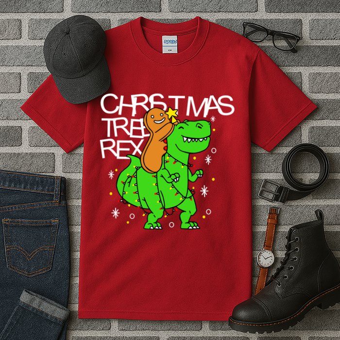 Christmas Tree Rex TRex Gingerbread Man Funny Tall T-Shirt