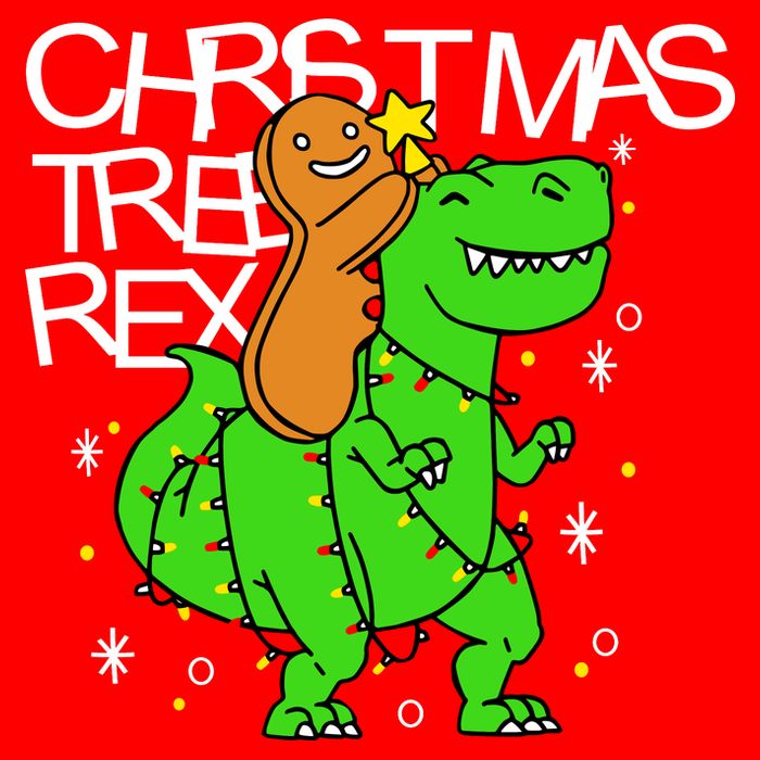 Christmas Tree Rex TRex Gingerbread Man Funny Button