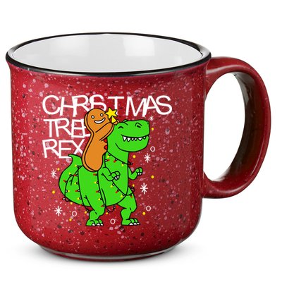 Christmas Tree Rex TRex Gingerbread Man Funny 15oz Campfire Ceramic Mug